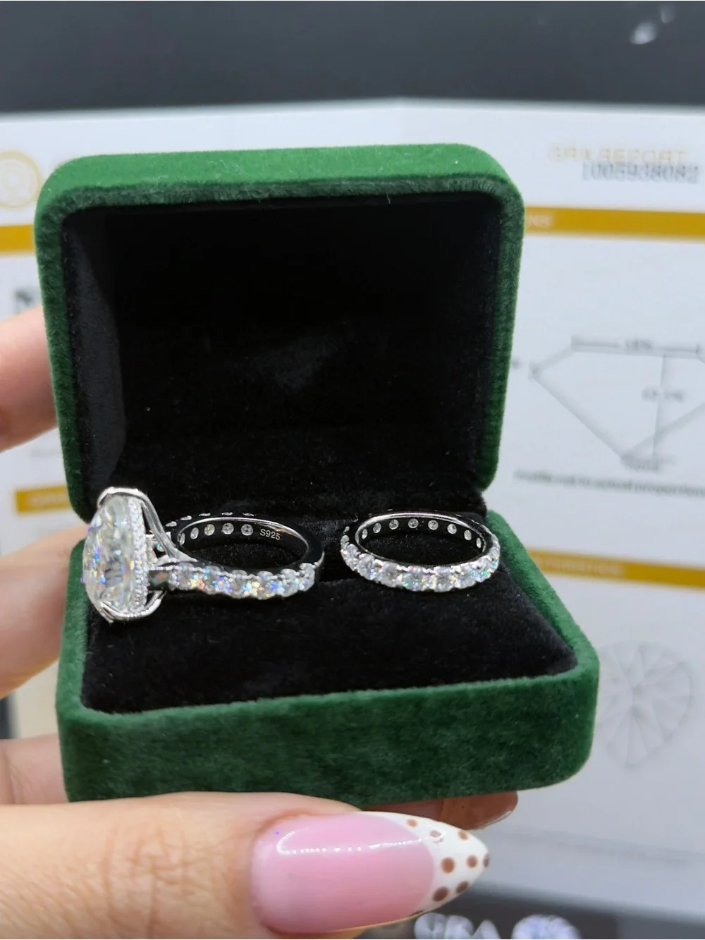 10ct pear Moissanite with 2cttw eternity band engagement ring set sz6